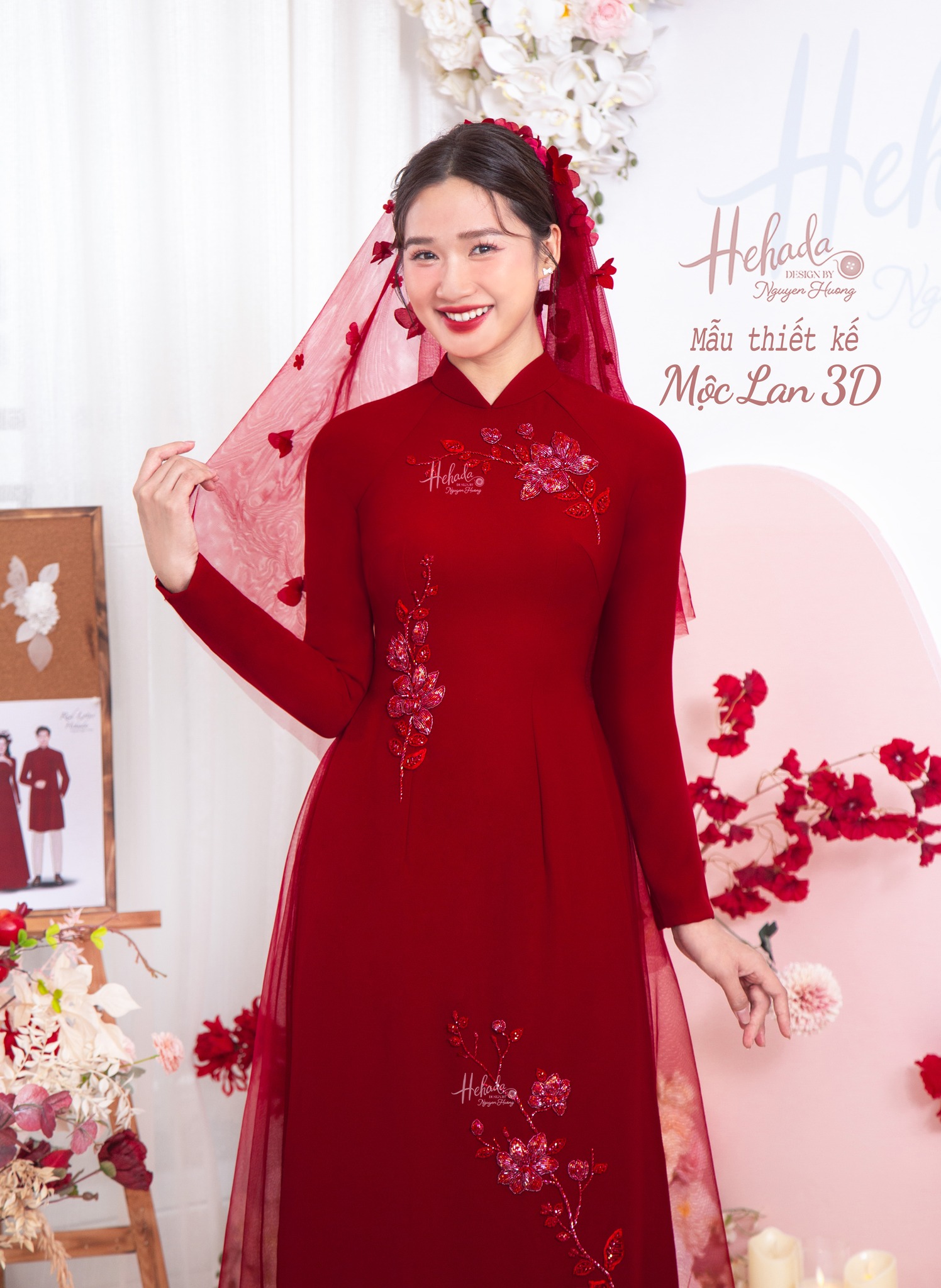 áo dài cưới màu đỏ sang trọng