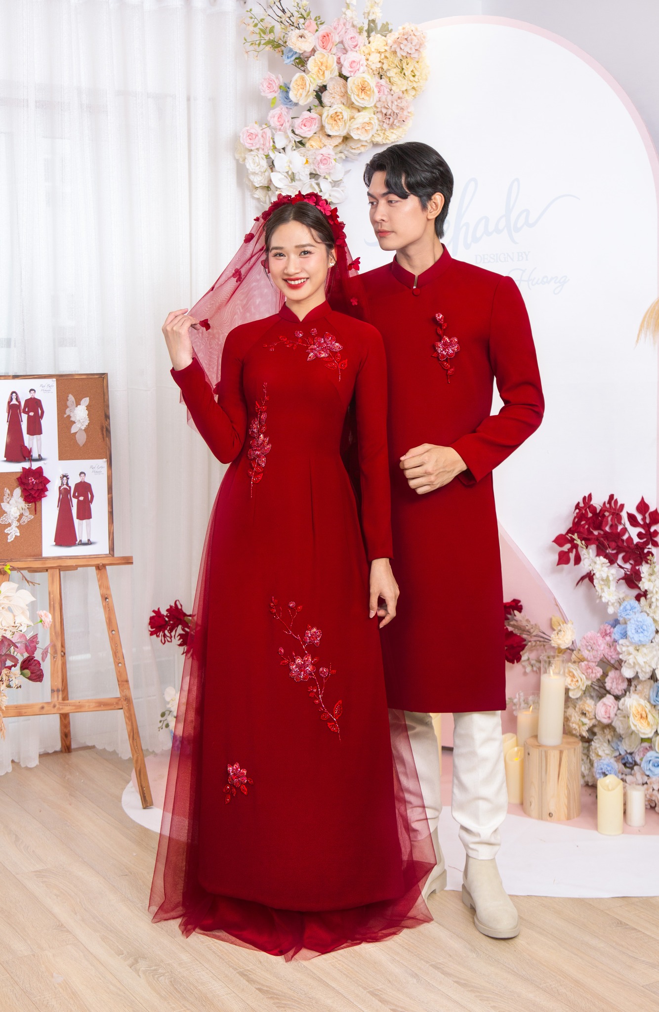 áo dài cưới thêu tay