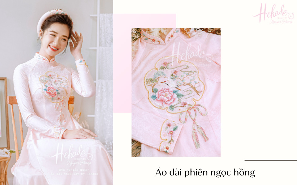 áo dài đám hỏi màu hồng phiến ngọc