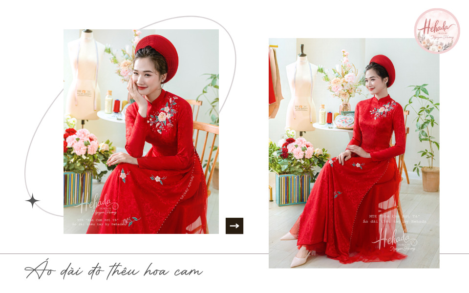 áo dài cưới cô dâu màu đỏ