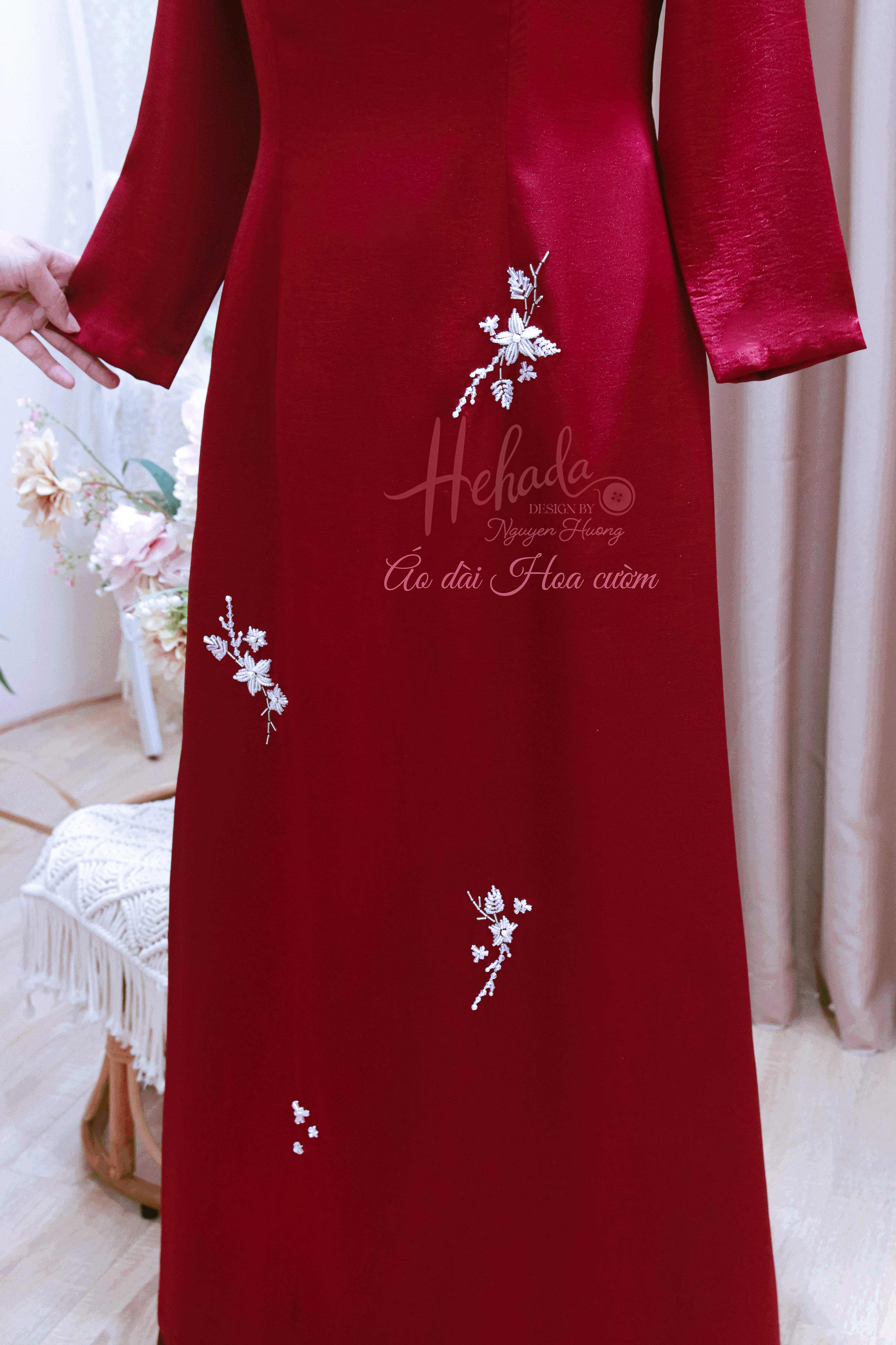 Áo dài bà sui tone đỏ