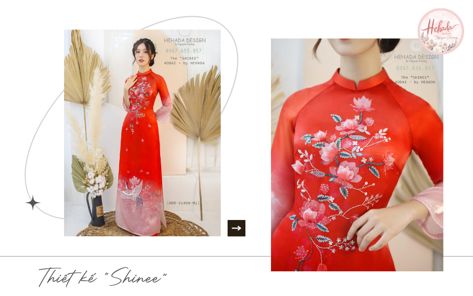 Mẫu áo dài đỏ cô dâu