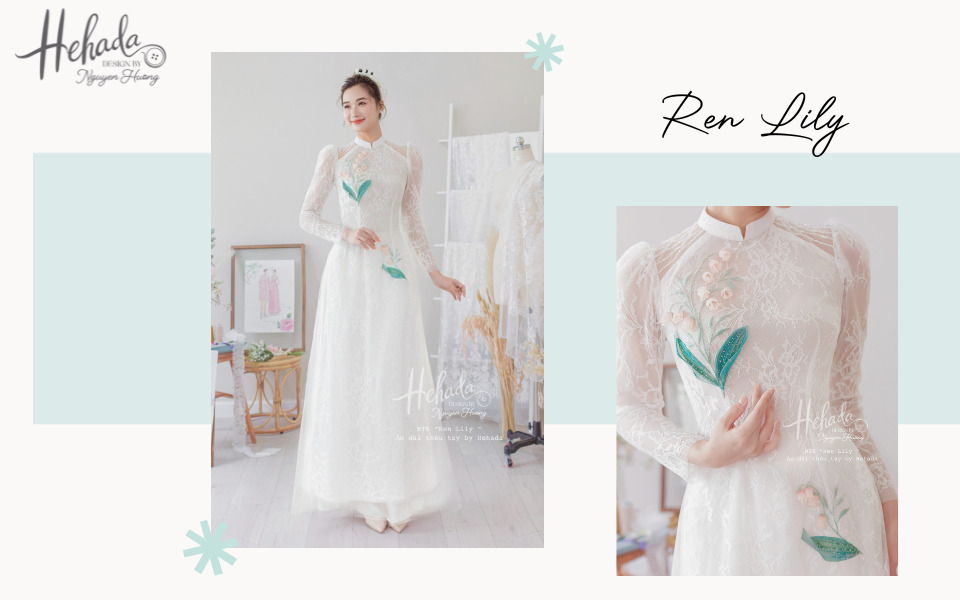 mẫu áo dài cưới đẹp phối ren