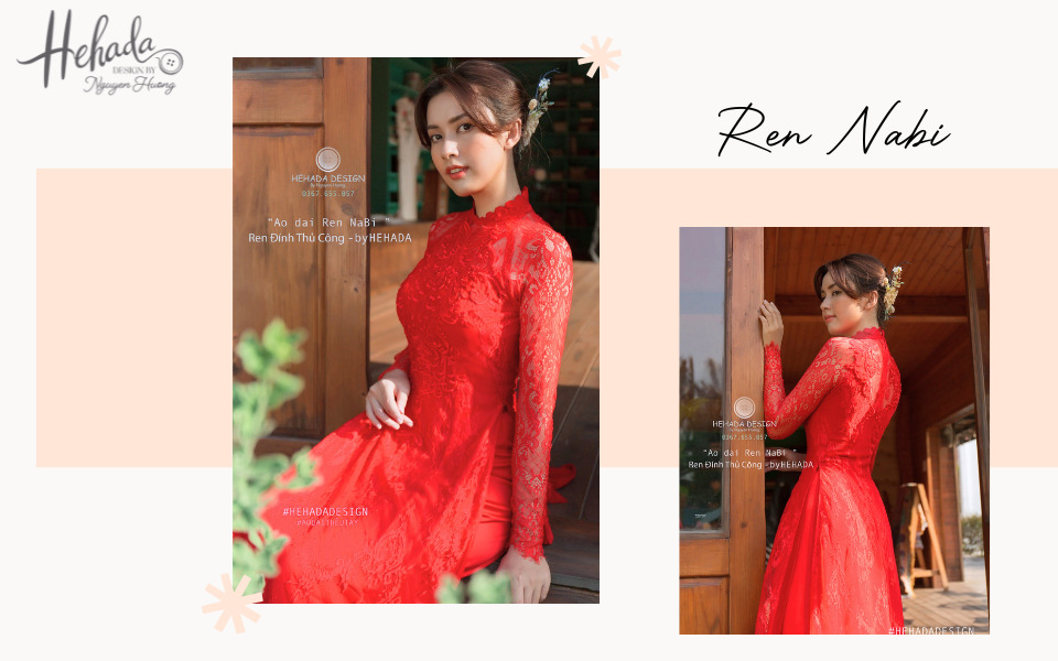 các mẫu áo dài cô dâu đỏ ren