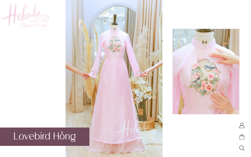 áo dài cưới thêu tay màu hồng