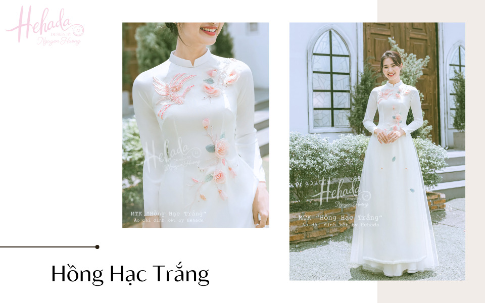 áo dài cưới màu trắng đính kết