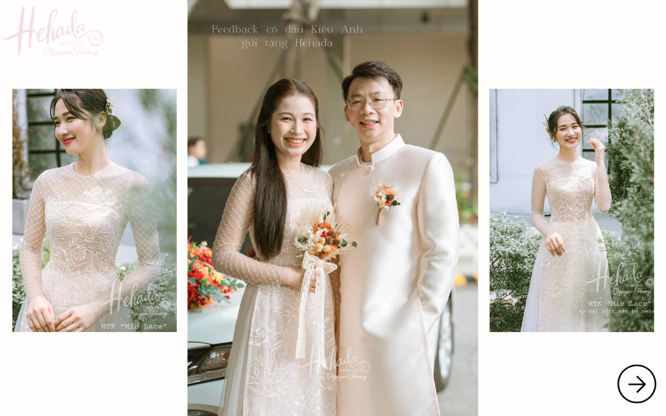 Áo dài cô dâu chú rể màu ivory