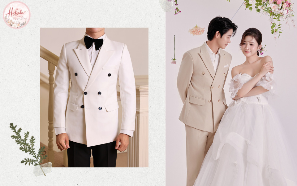 Áo vest cho chú rể 6 khuy