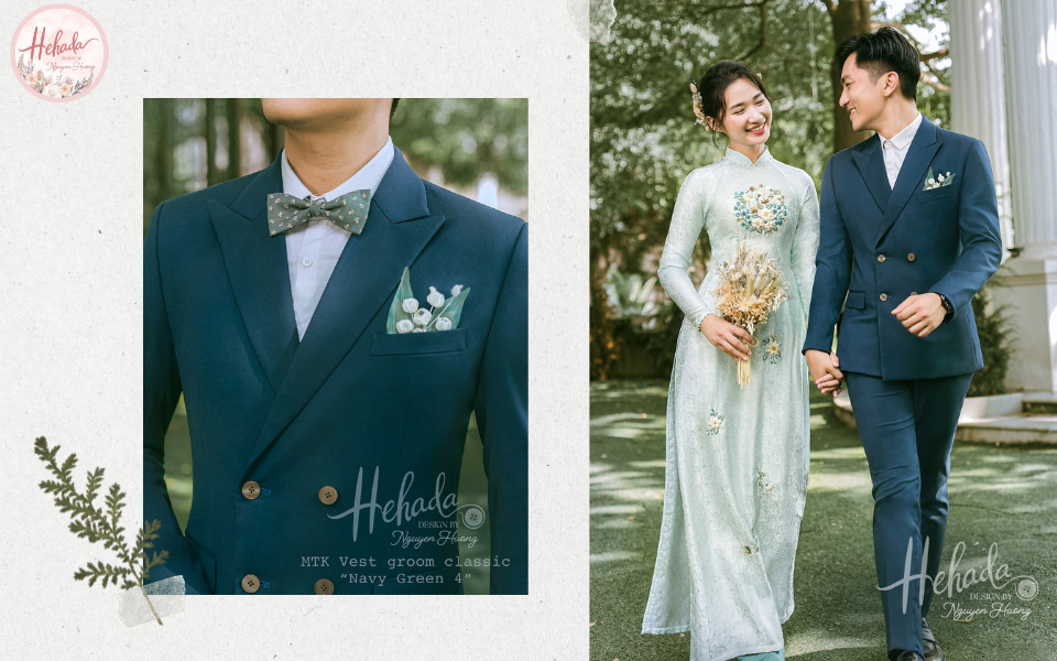 áo vest chú rể màu xanh navy