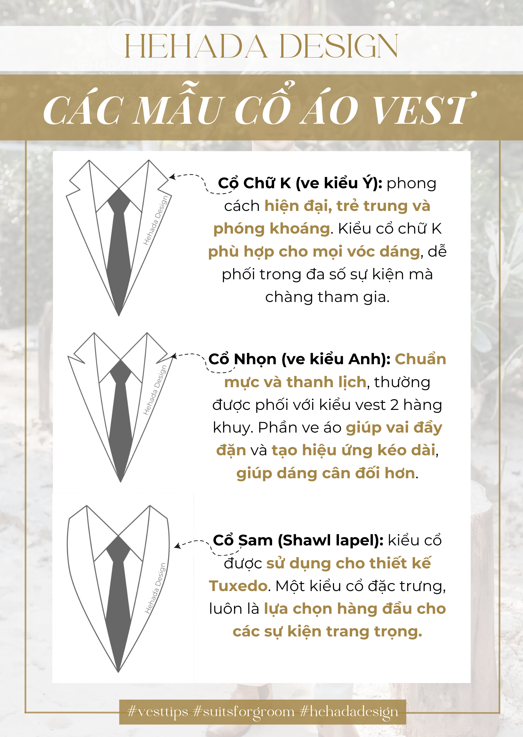 Các kiểu cổ vest chú rể đẹp 