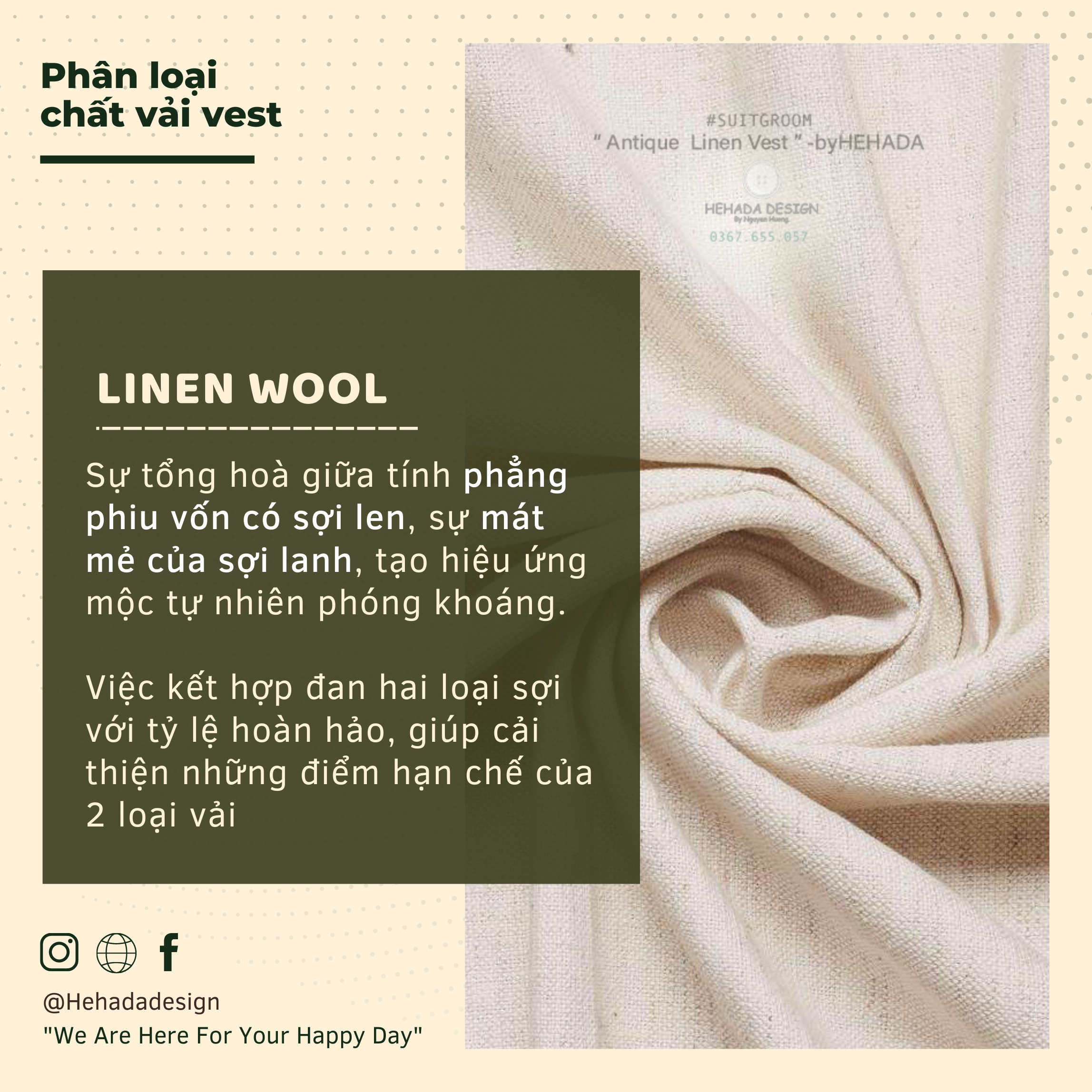 Vải may vest Linen wool