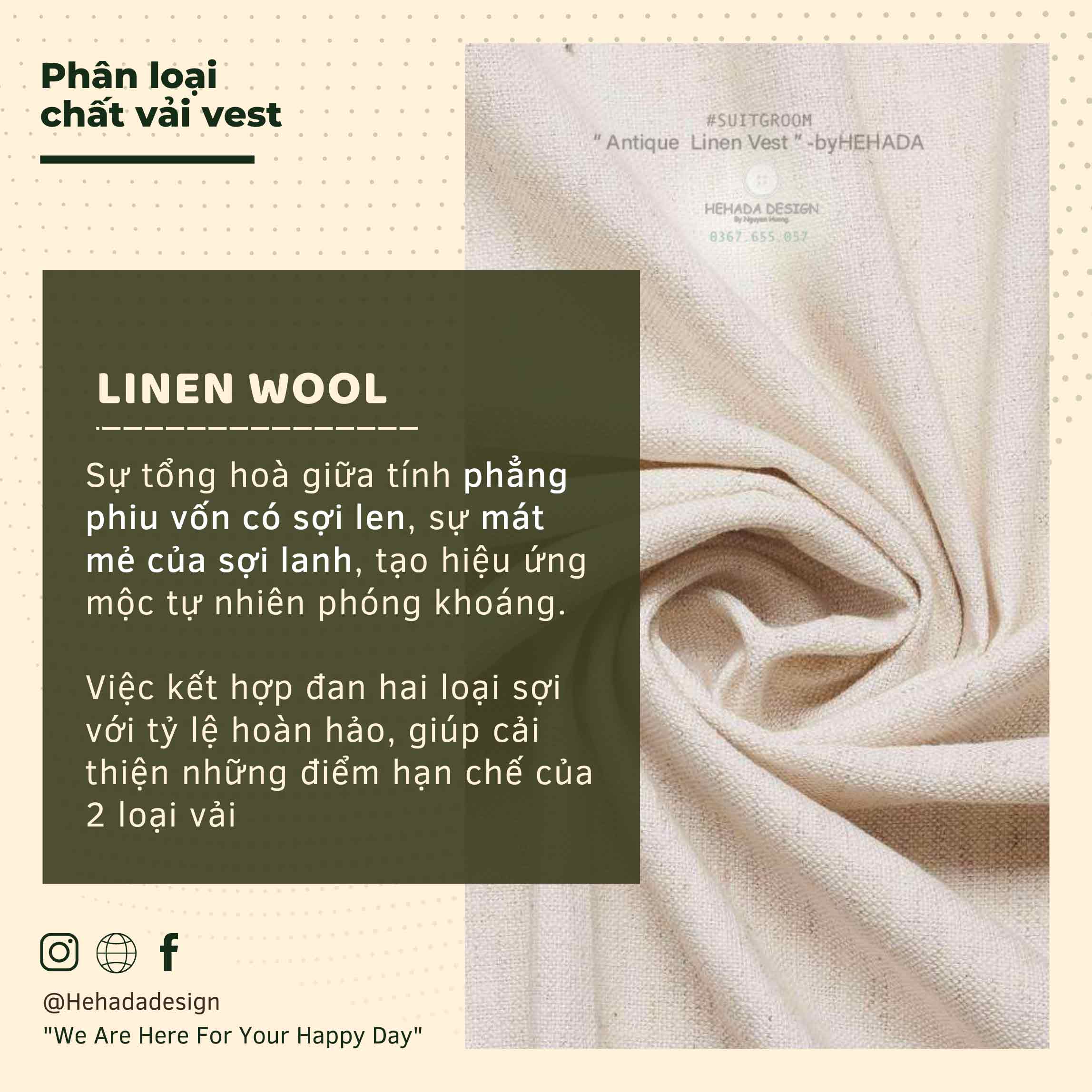 Vải may vest Linen wool