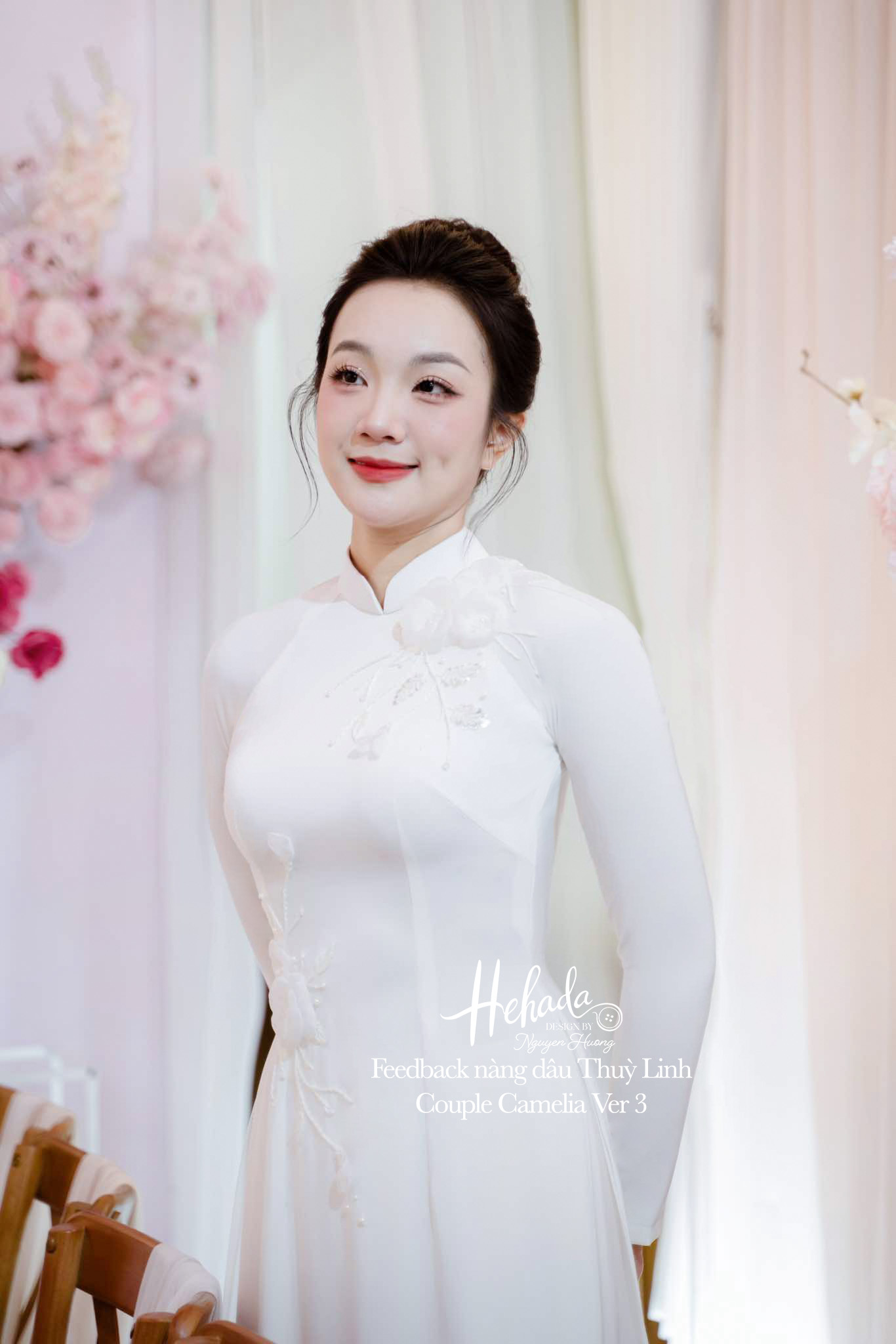 feedback áo dài cô dâu màu trắng