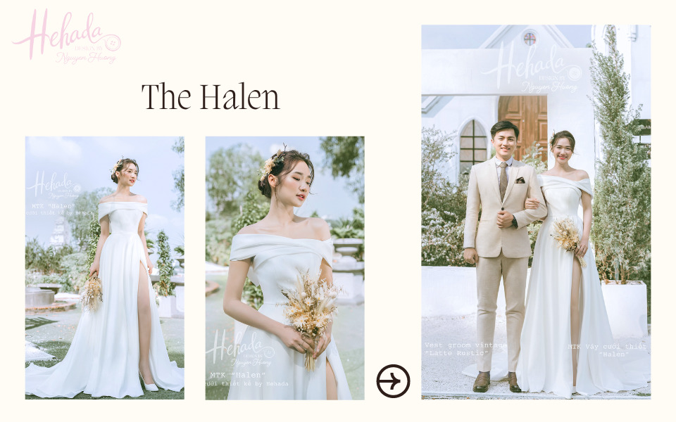 Váy cưới satin trễ vai