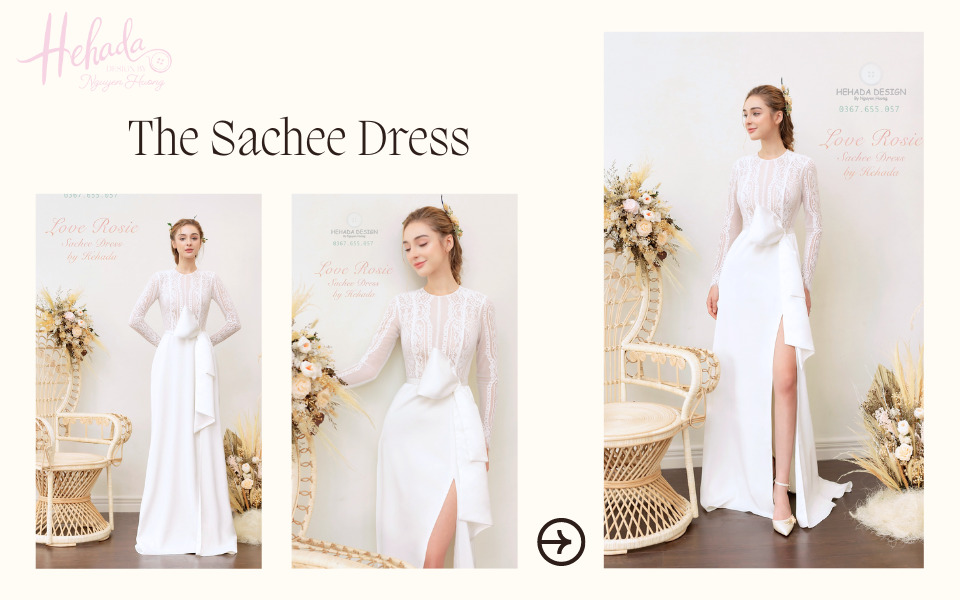 Váy cưới vải satin xẻ tà