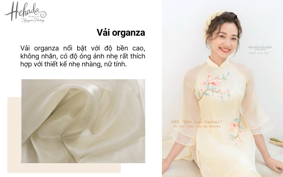 vải organza may áo dài cưới
