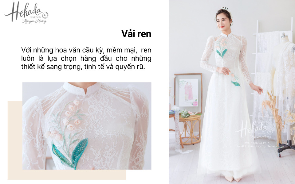 vải ren áo dài đám cưới