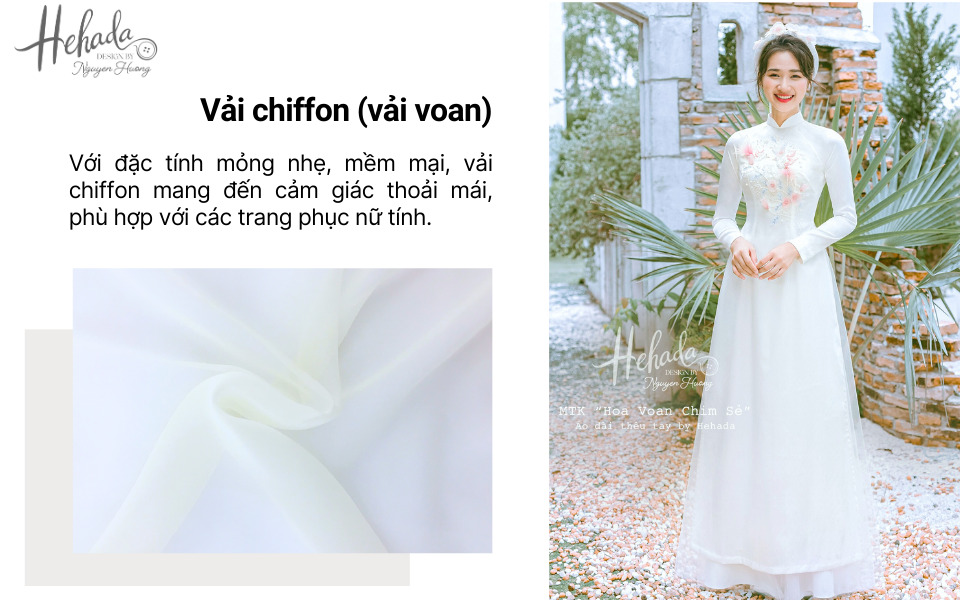 vải voan may áo dài cưới đẹp