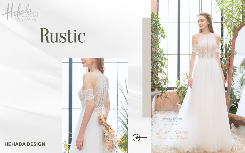 Váy đi bàn cô dâu voan phối ren boho