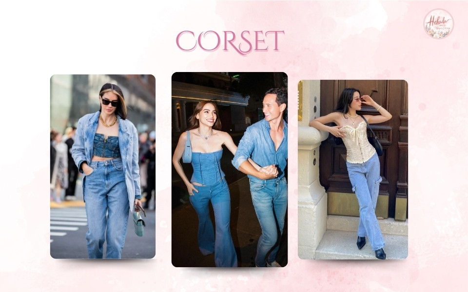 áo corset phối quần jeans