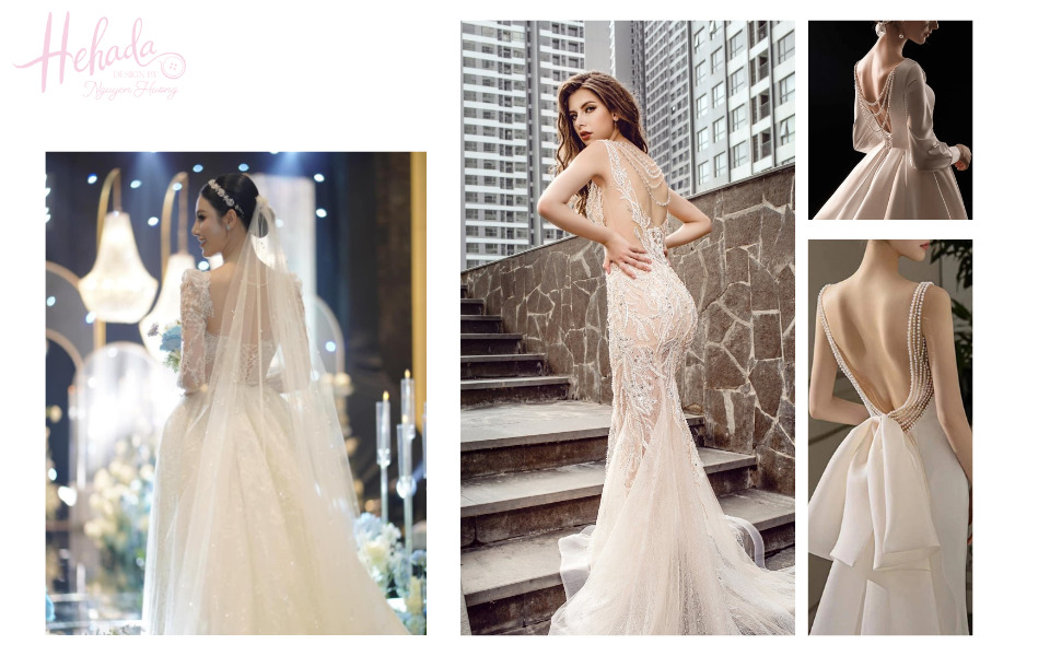 áo cưới luxury hở lưng đính ngọc trai