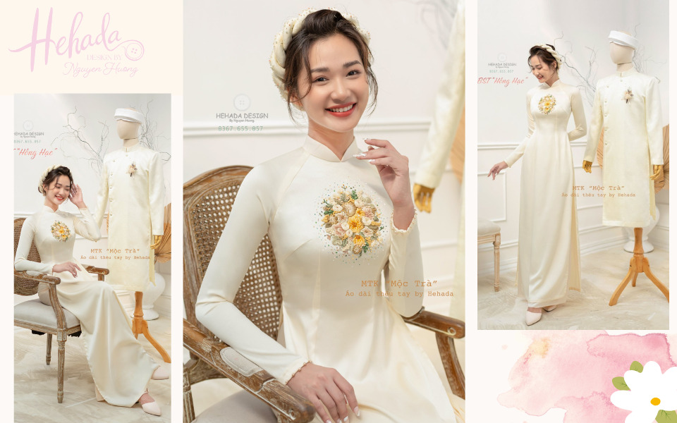 áo dài cưới màu vàng truyển thống
