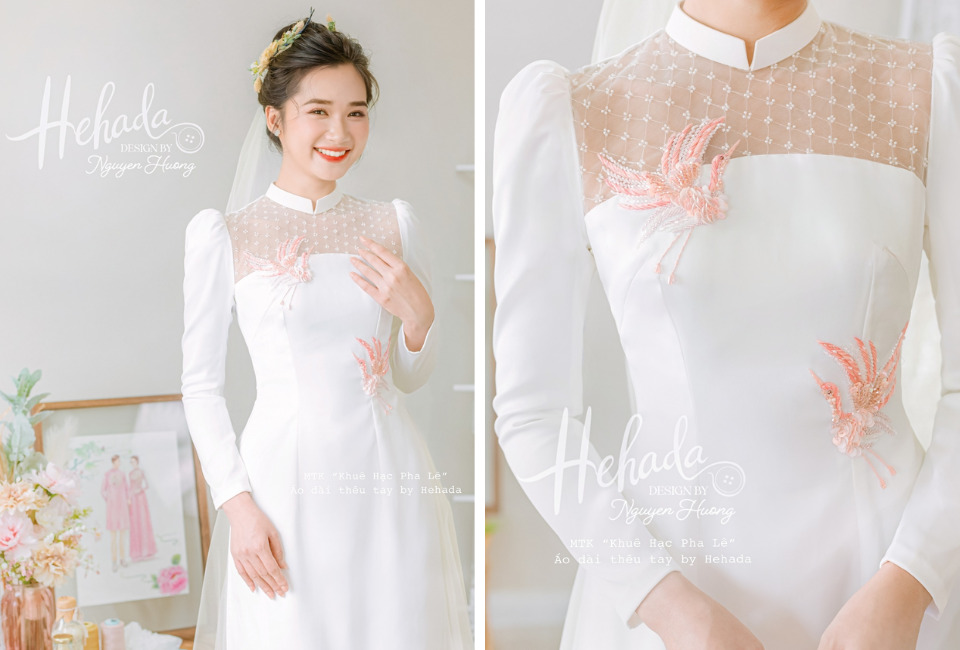 áo dài đính đá kết cườm