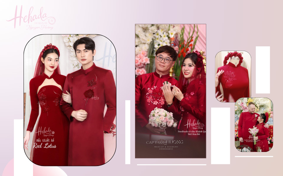 chụp ảnh cưới áo dài đỏ
