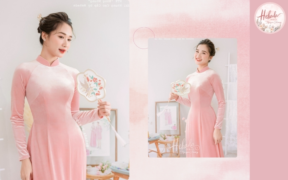 áo dài hồng truyền thống