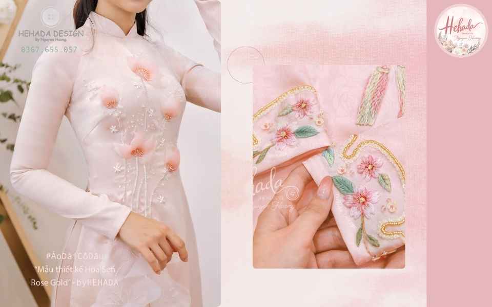 áo dài kết cườm dự tiệc cưới