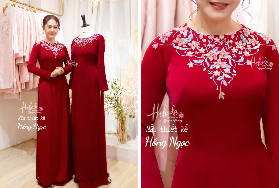 áo dài kết cườm bà sui