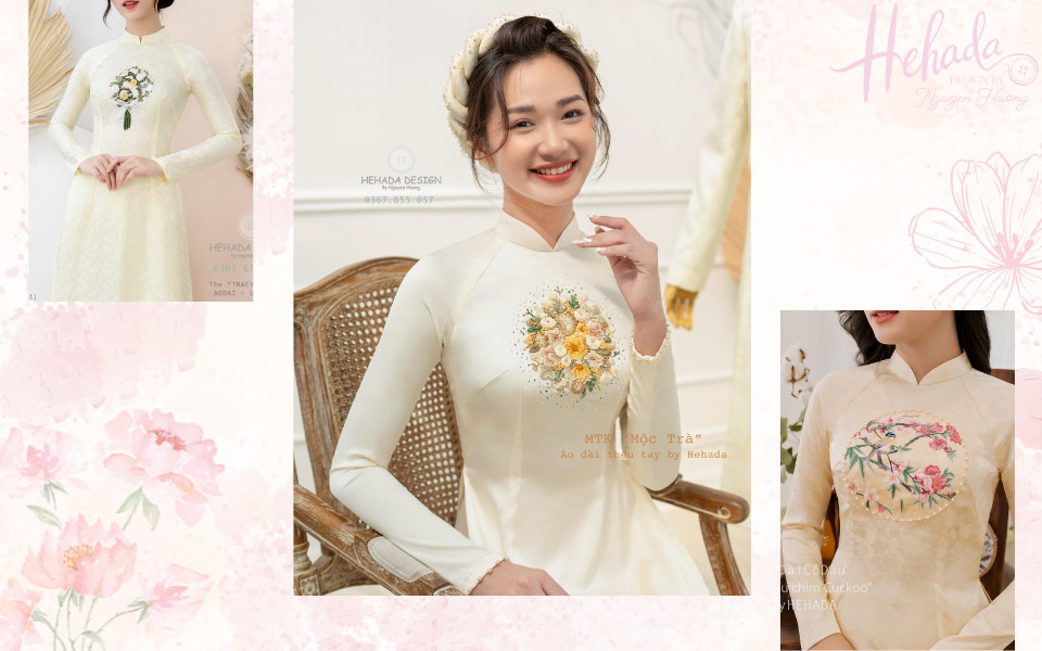 áo dài phụ dâu tối giản màu vàng