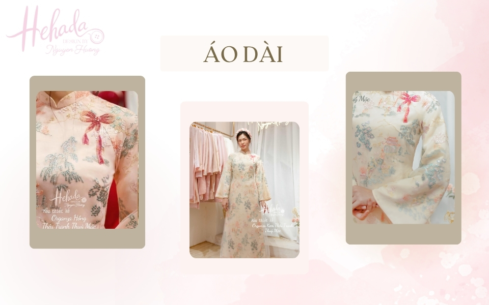 áo dài suông họa tiết thêu tay
