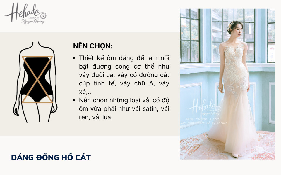 cách chọn váy cưới cho dáng đồng hồ cát
