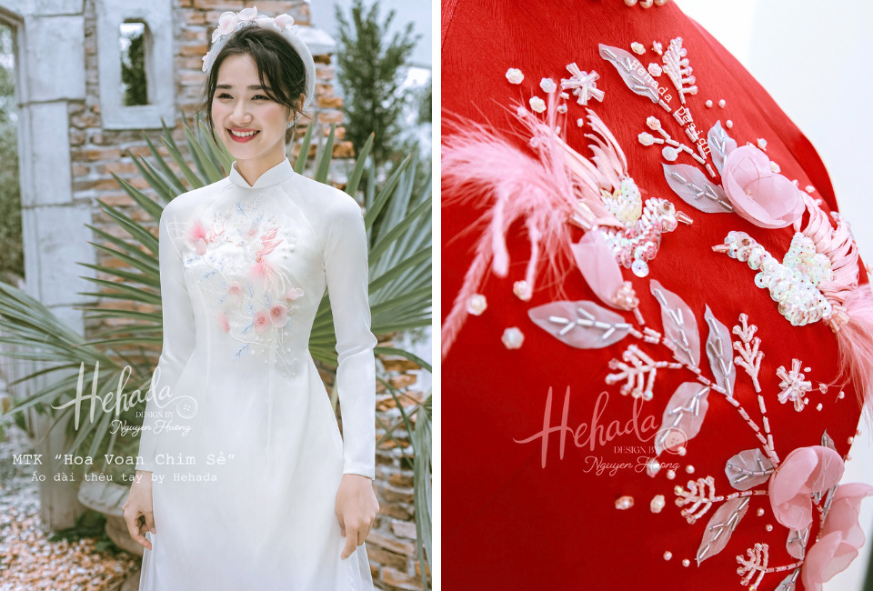 các mẫu áo dài kết hạt cườm