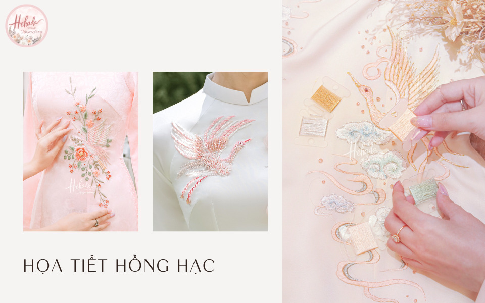 họa tiết hạc trên áo dài