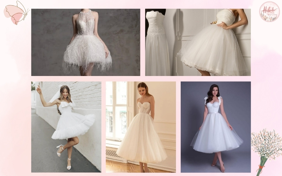 váy cưới công chúa ngắn
