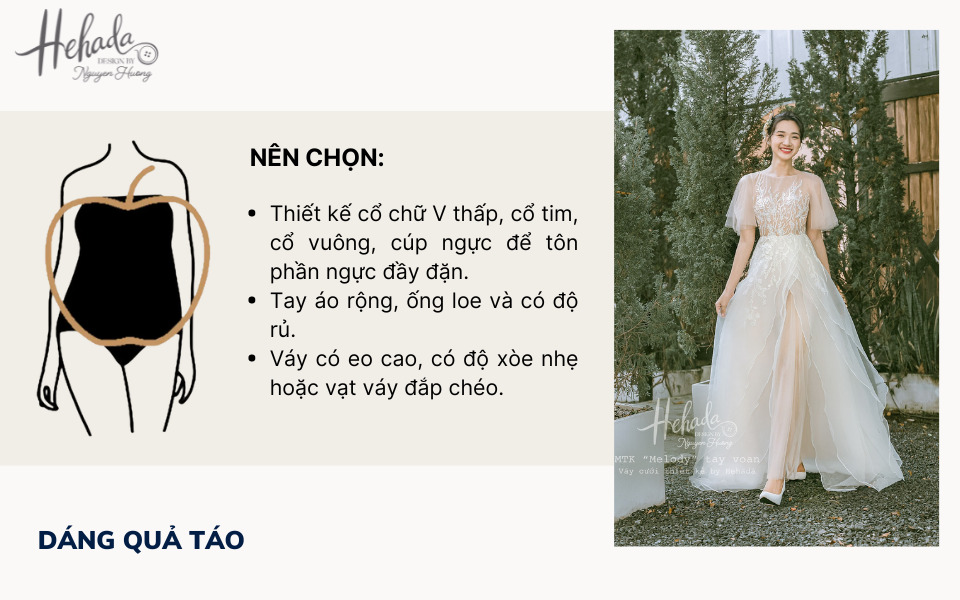 chọn váy cưới dáng quả táo