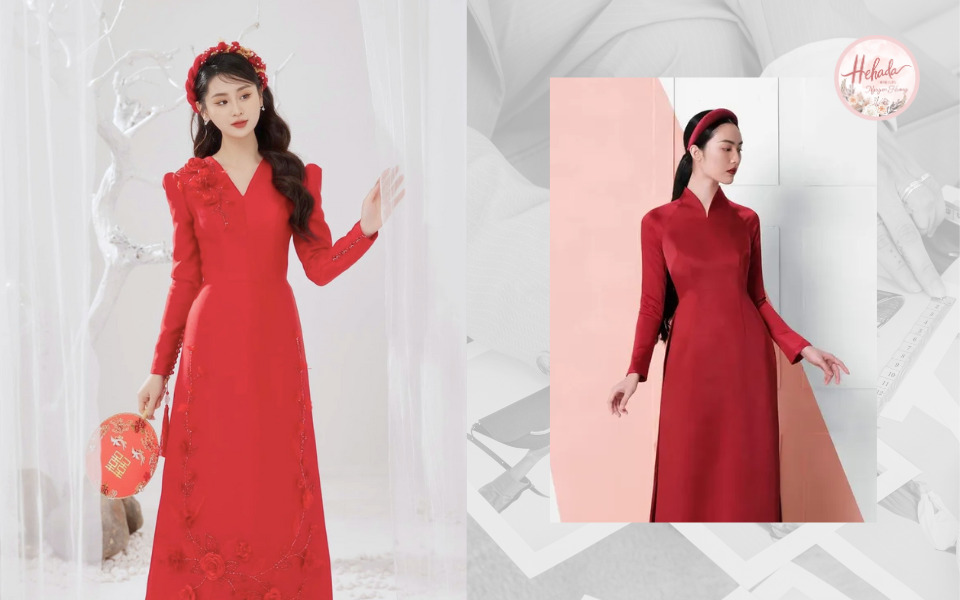 cổ áo dài đẹp chữ V