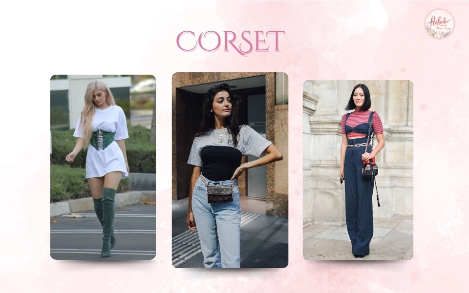 áo corset phối với áo thun