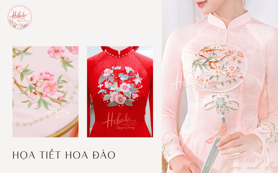 họa tiết áo dài anh đào