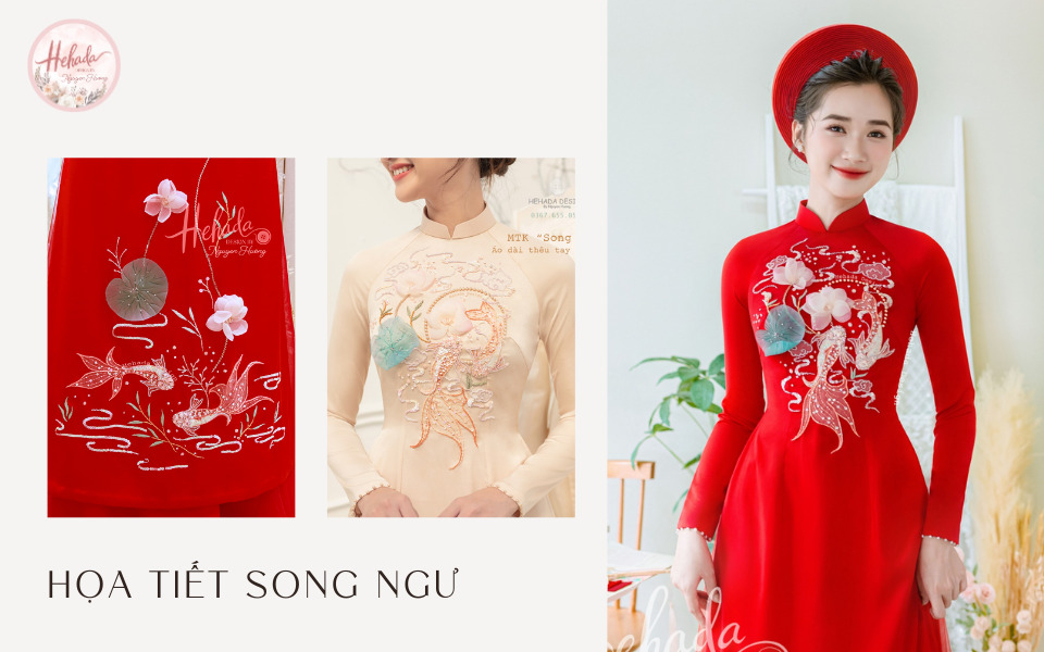 họa tiết Song Ngư trên áo dài