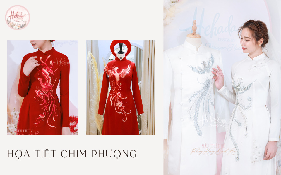 họa tiết trên áo dài chim phượng