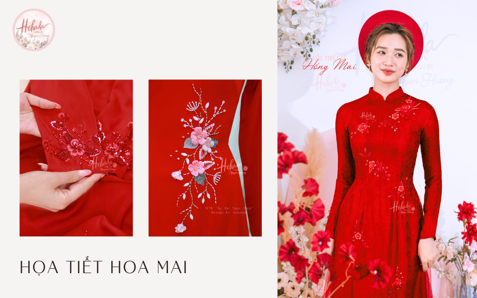 họa tiết trên áo dài hoa mai