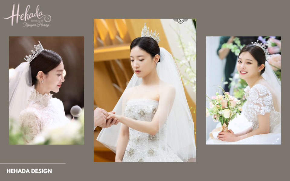 kiểu tóc cô dâu búi ép sát đầu
