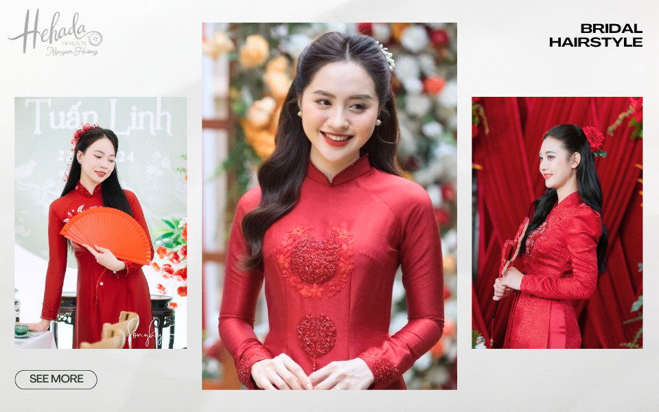 các kiểu tóc cho cô dâu mặc áo dài