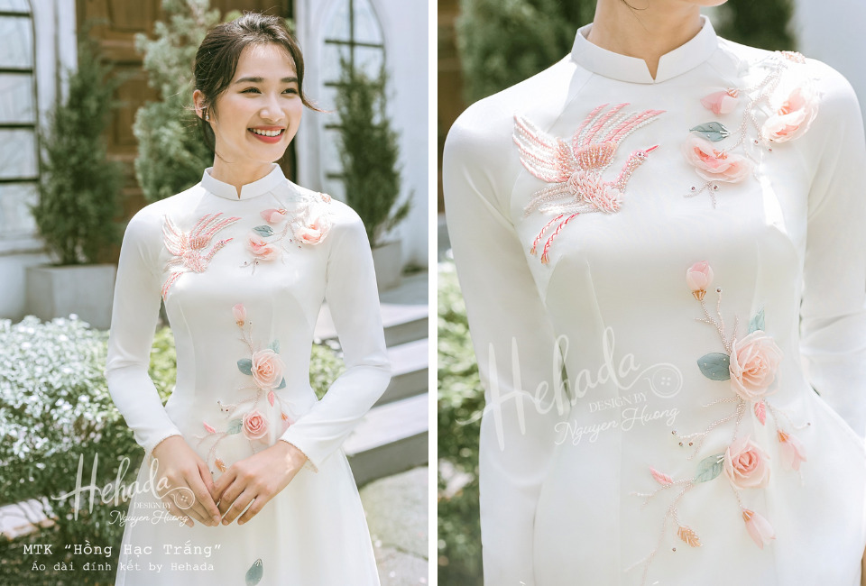 mẫu áo dài kết cườm đẹp