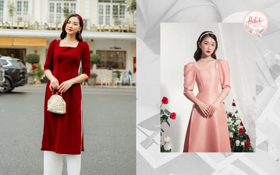 mẫu cổ áo dài đẹp cổ vuông