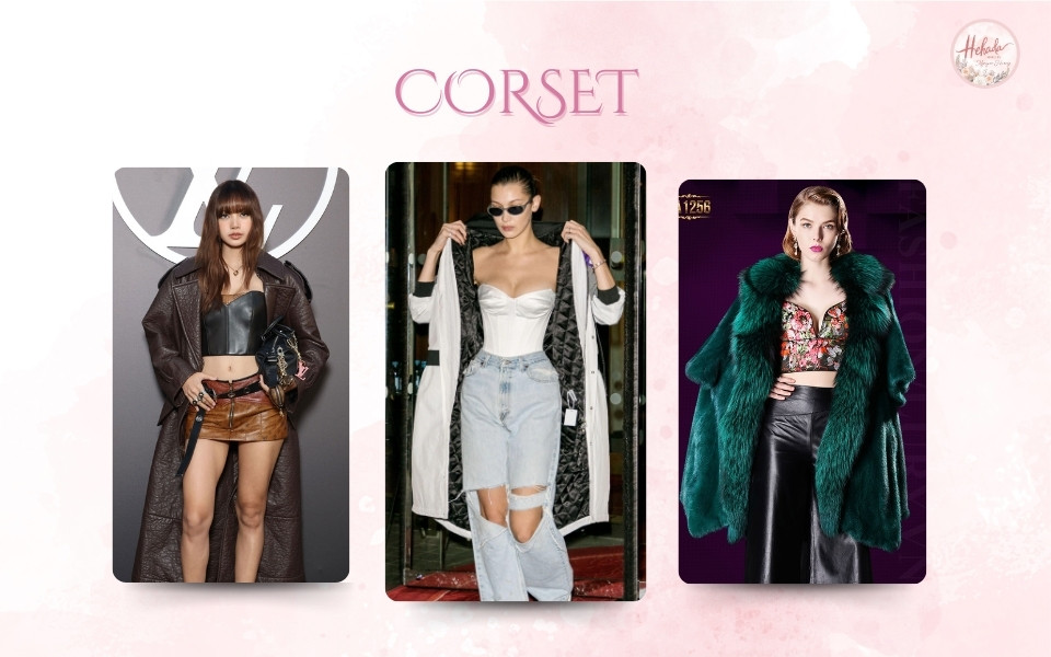 phối áo corset với áo khoác dài