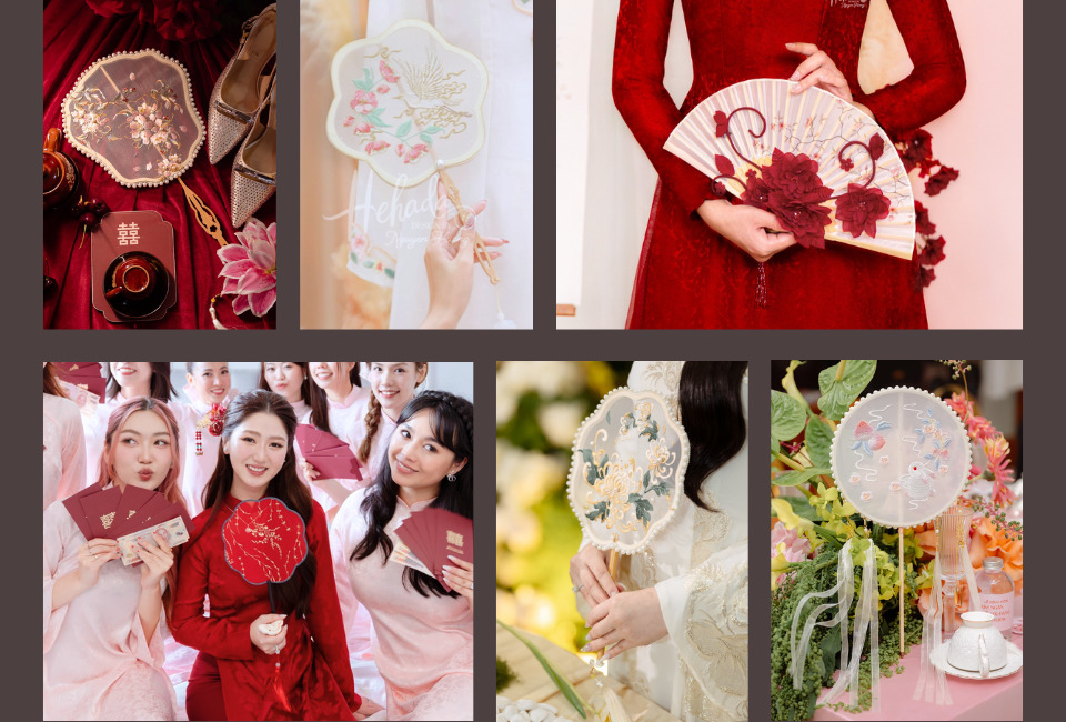 quạt cầm tay cô dâu
